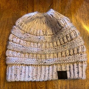 C.C. Pink Knitted Ponytail Hat